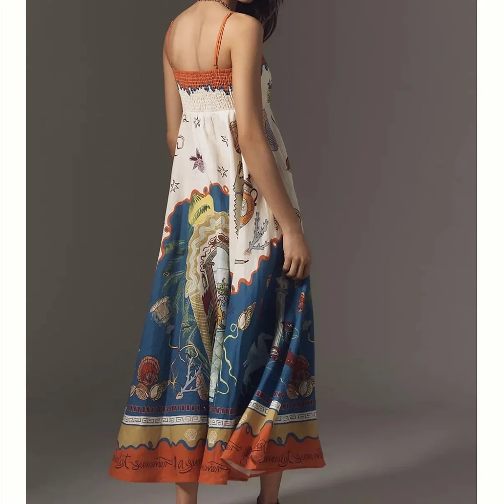 ALÉMAIS Surrealist Summer Linen Sundress - Picture 3 of 5